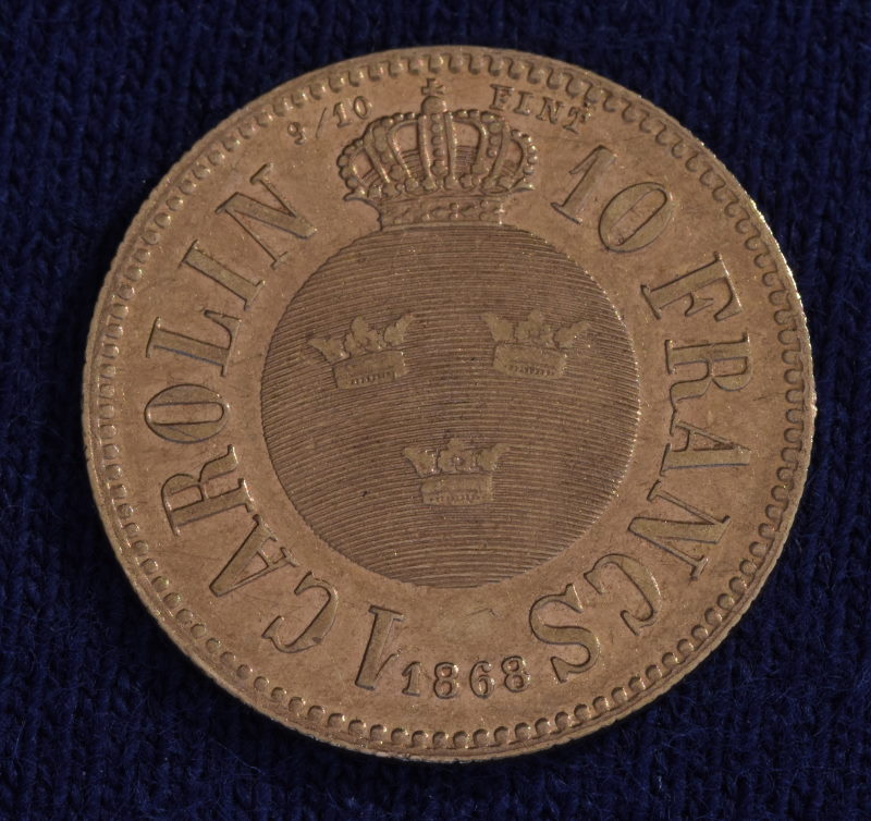 Schweden - 1868 - 10 Francs - 1 Carolin - Carl XV.JPG