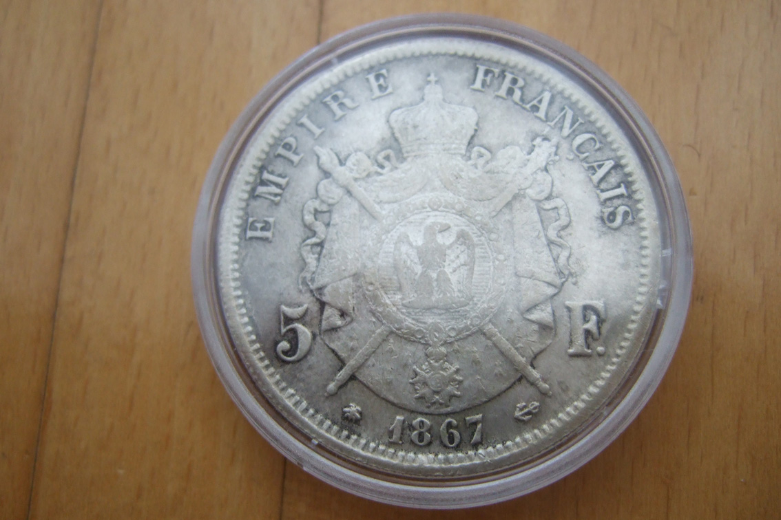 5 Francs Napoleon III. 1867 a DSCF7776.JPG