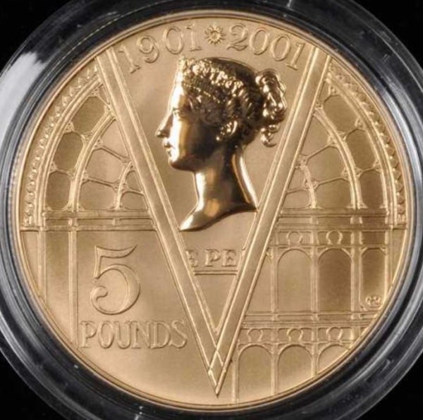 2001 Gold Proof Frosted Crown Five Pounds - Victorian Anniversary.JPG